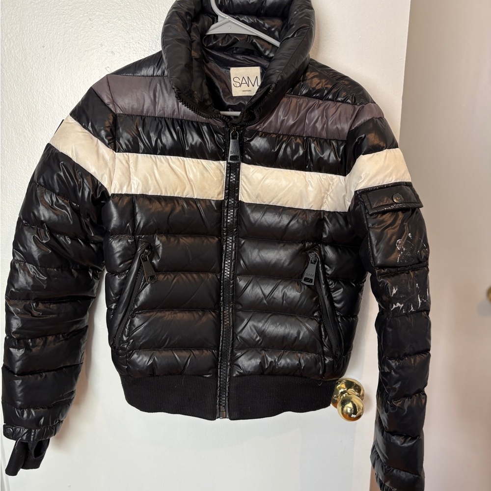 SAM Black Jacket with White and Gray Accents